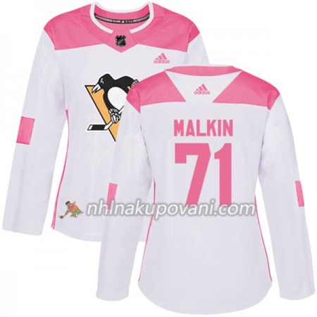 Pittsburgh Penguins Dresy Evgeni Malkin 71 Bílá 2017-2018 Adidas Růžová Fashion Authentic - Dámské
